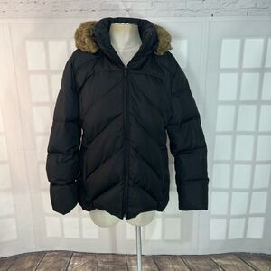 Calvin Klein Black Hooded Puffer Jacket Size Large